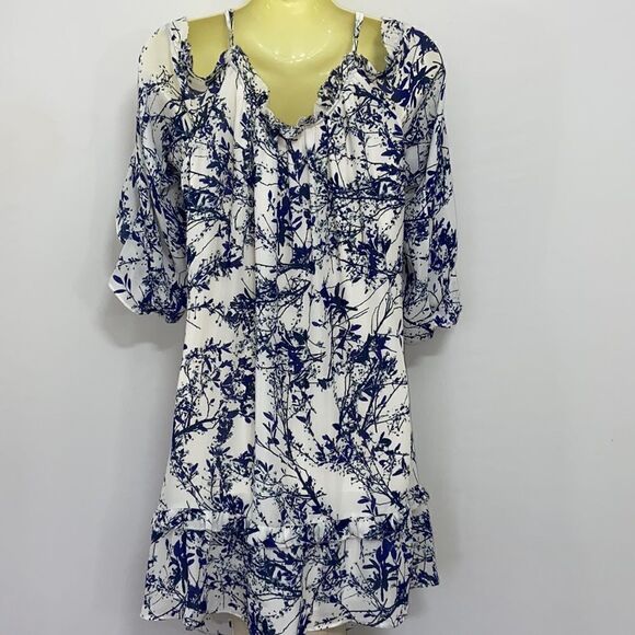 Parker Dress"WHITE THICKET" Dress Tunic Top Cold Shoulder Loose Fitting… - Picture 8 of 9